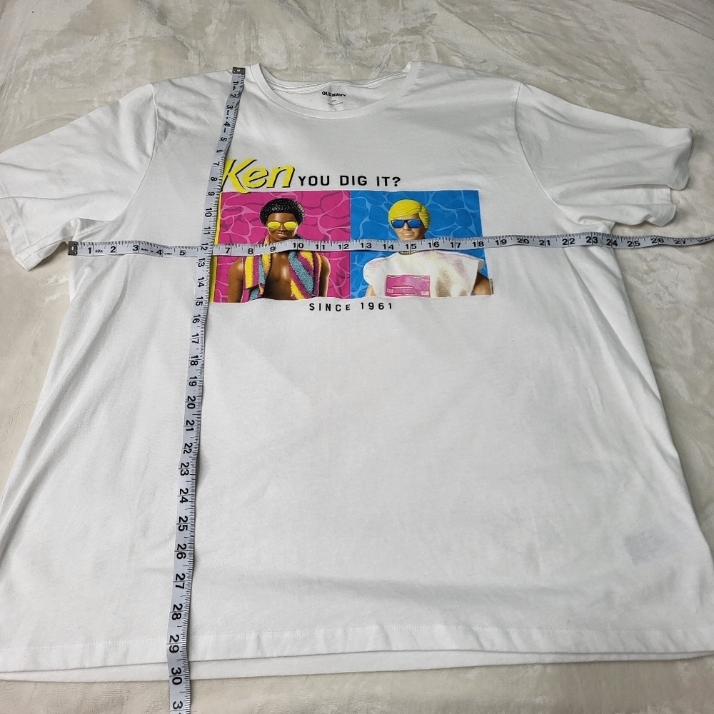Old Navy White Graphic T-Shirt with Ken Print. Mens XXL - Picture 5 of 7